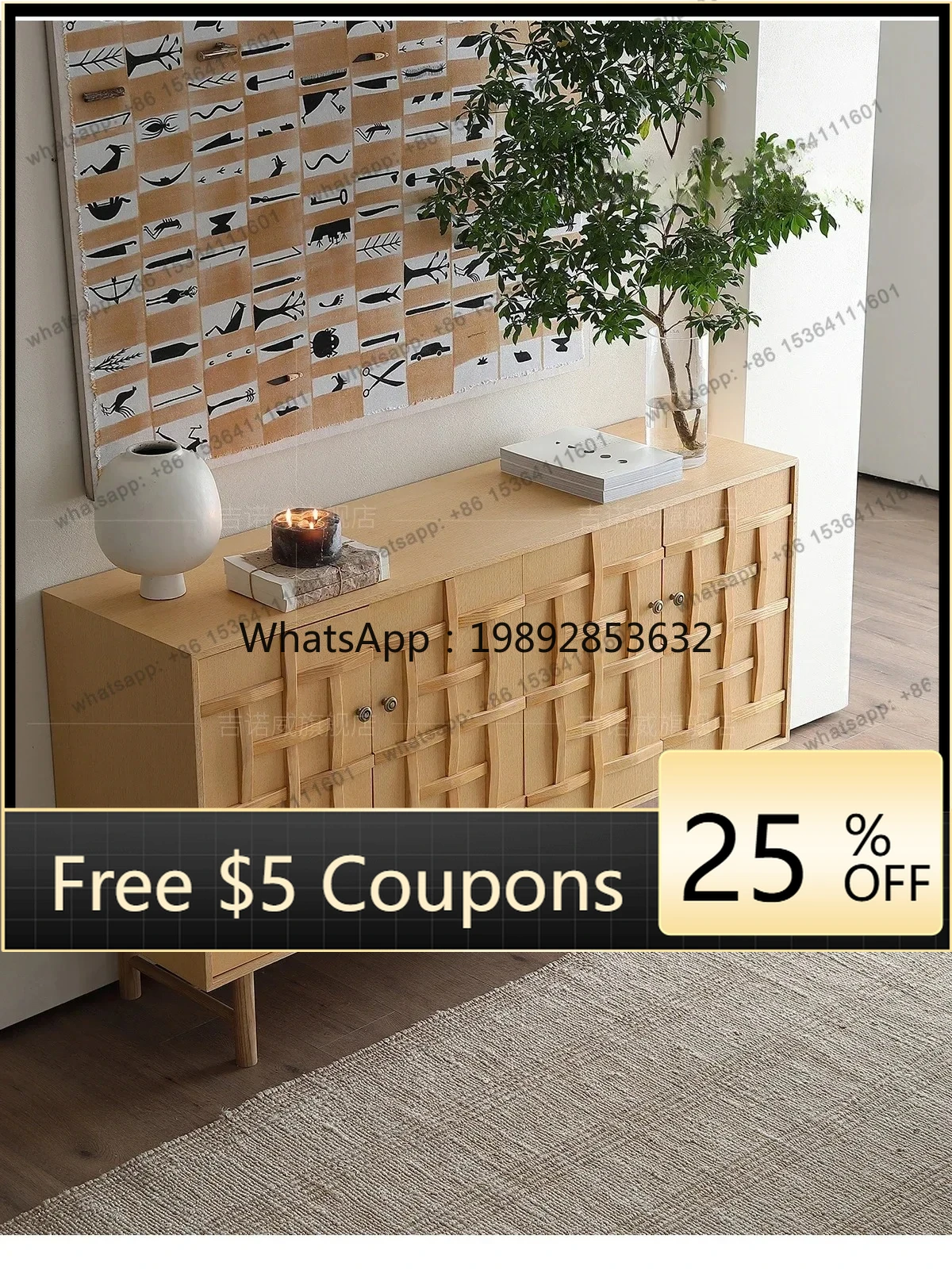 

W2 Side cabinet retro storage against the wall integrated fashion living room dining room fashion simple home fashion