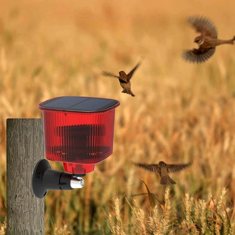 Heißer-Solar Powered Alarm Licht Vogel Tier Repllent Motion Sensor Detektor Sirene Strobe Für Home Obstgarten Bauernhof