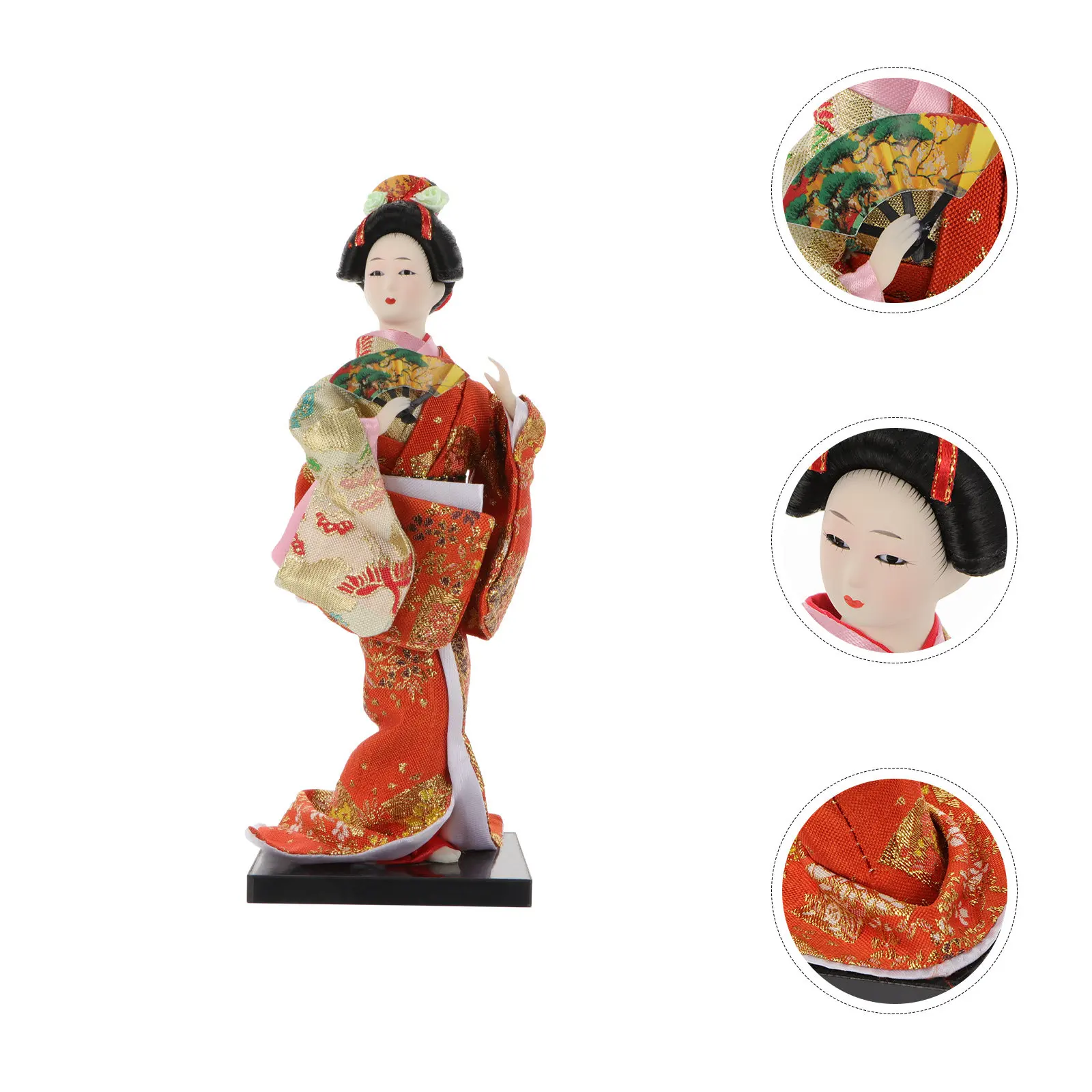 1Pcs Tabletop Geisha Adornment Chic Japanese Art Craft Silk Decor for Walls Desks Shelves Modern Interior Styling