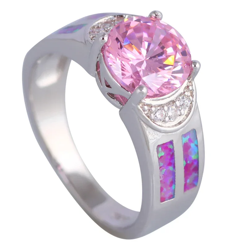 

JLR565 Wholesales Platinum Plated Real Synthetic Fire Opal Fashion Jewelry For Women Cocktail Ring