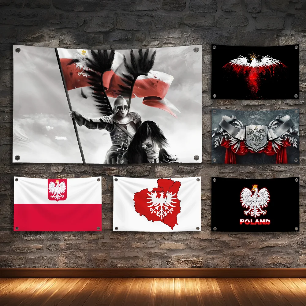 Poland Emble Map Logo HD Flag Room Bedroom Home&Outdoor Wall Hanging Concert Printed Background Decoration Art Banner