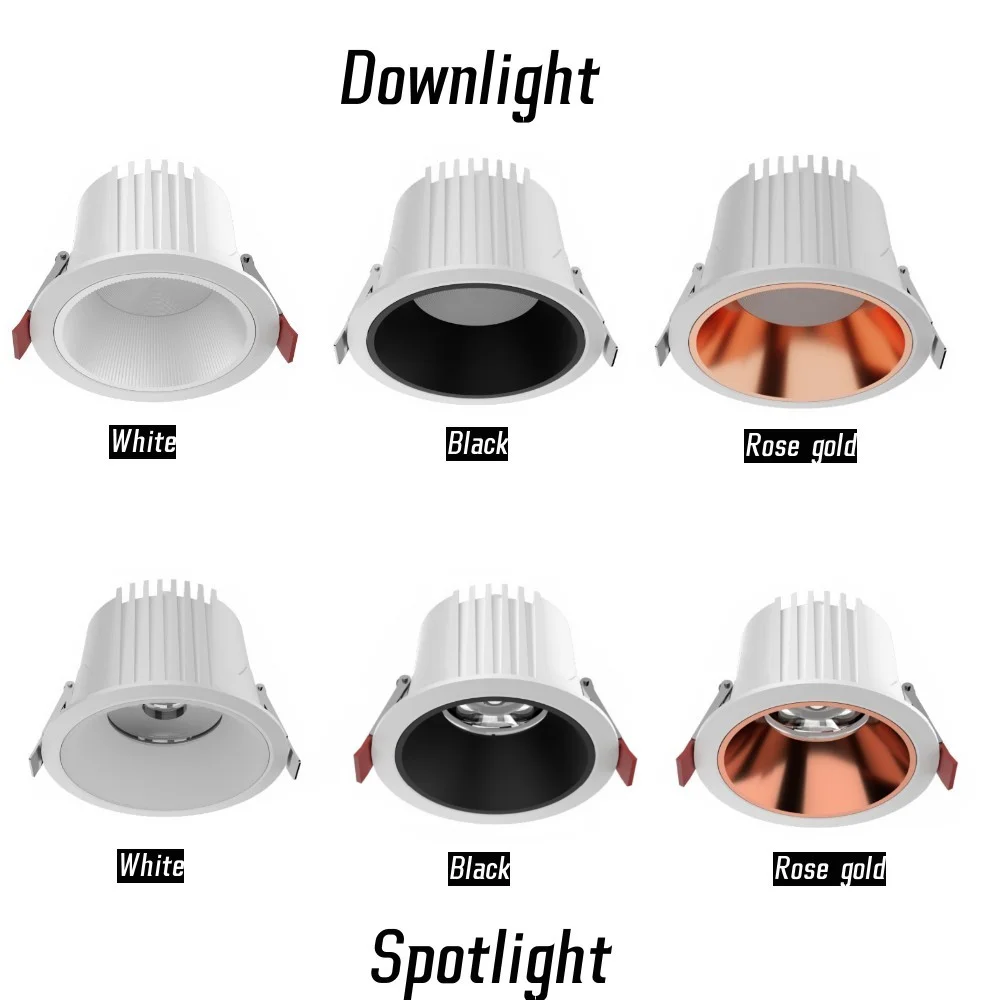 Downlights LED embutidos anti-reflexo, lâmpada do teto regulável, moldura estreita COB Spotlight, Home Business, 7W, 12W, 15W, 18W, 20W, 24W, CA 110V, 220V