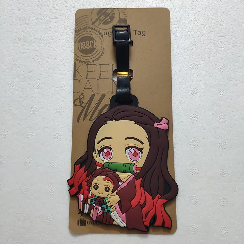 ใหม่ล่าสุดการ์ตูน Demon Slayer กระเป๋าเดินทางซิลิกาเจลกระเป๋าเดินทาง ID Addres Holder Baggage Boarding Tag แบบพกพา