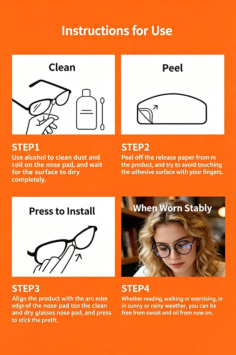 10 Stück Anti-Rutsch-Nasenpads für Brillen, selbstklebende Silikon-Brillen-Nasenkissen, Nasenstütz-Brillenpads, bionisches Eidechsenhaut-Design – Detail 11