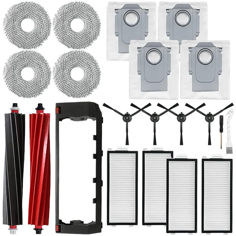 A33R-Main Brush Cover Kit Compatible For Roborock Qrevo Master /V20/ P10S Pro Vacuum Cleaner Robot Roller Side Brush Dust Bag - view 2
