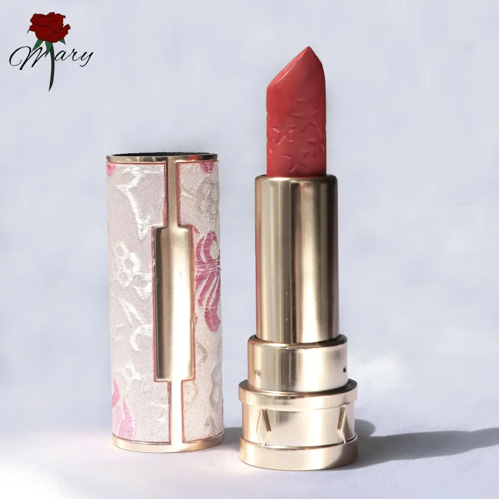 Rosemary Beauty Chinese style Embroidery  Red Lipstick Makeup 3D Stereo Carved Velvet Matte Lipsticks Waterproof Long Lasting