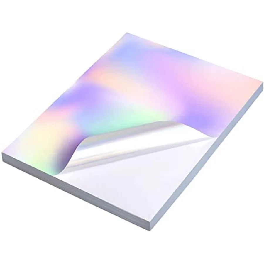 22 Sheets Holographic Sticker Paper 8.5 x11 inch for Inkjet Printer and Laser Printer US letter size Holographic Printable Viny