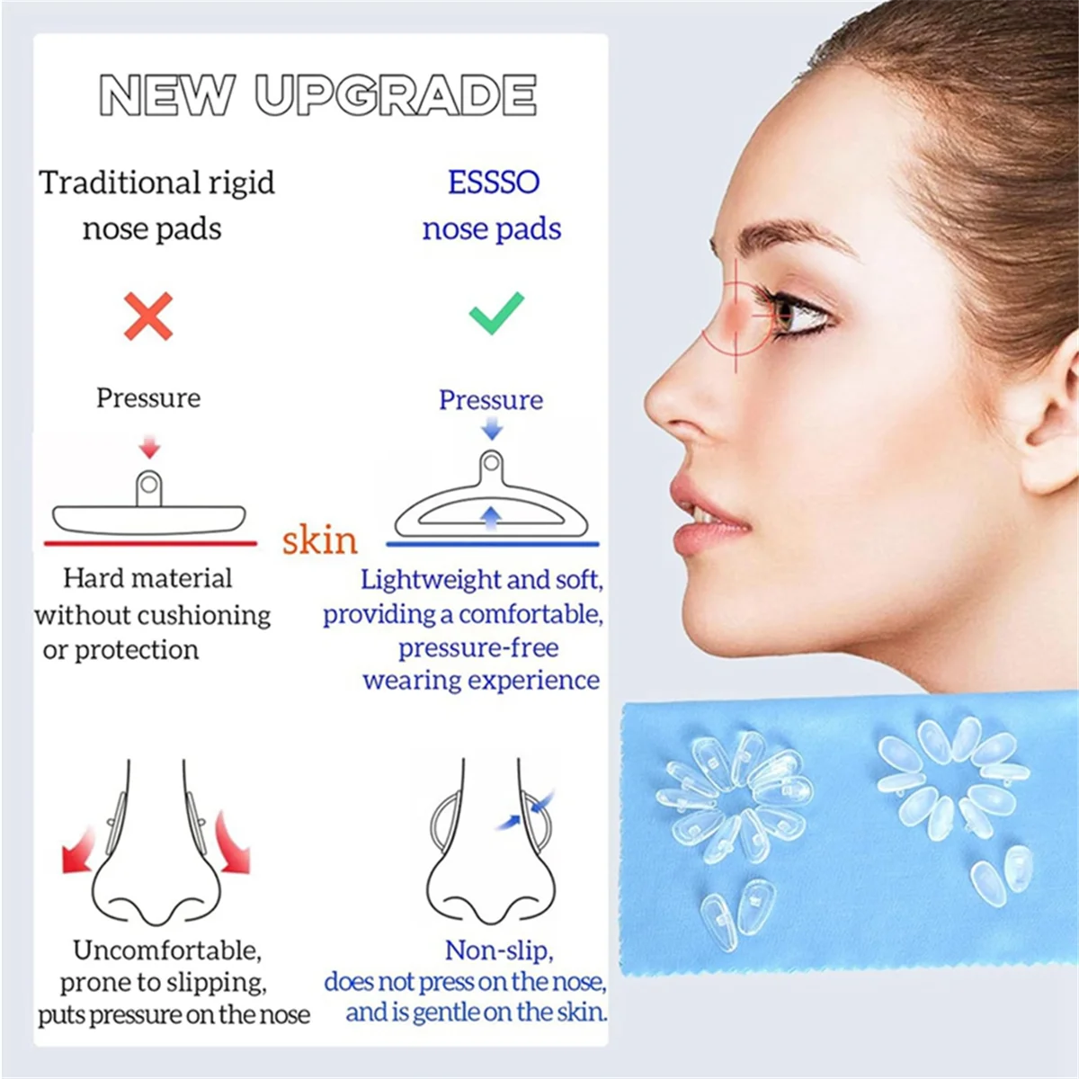 nose pads for glasses Eyeglass Nose PadsSoft Jelly-Like & Air Chamber Silicone Nose PadsScrew-in Glasses Nose Pad Replacement Ki