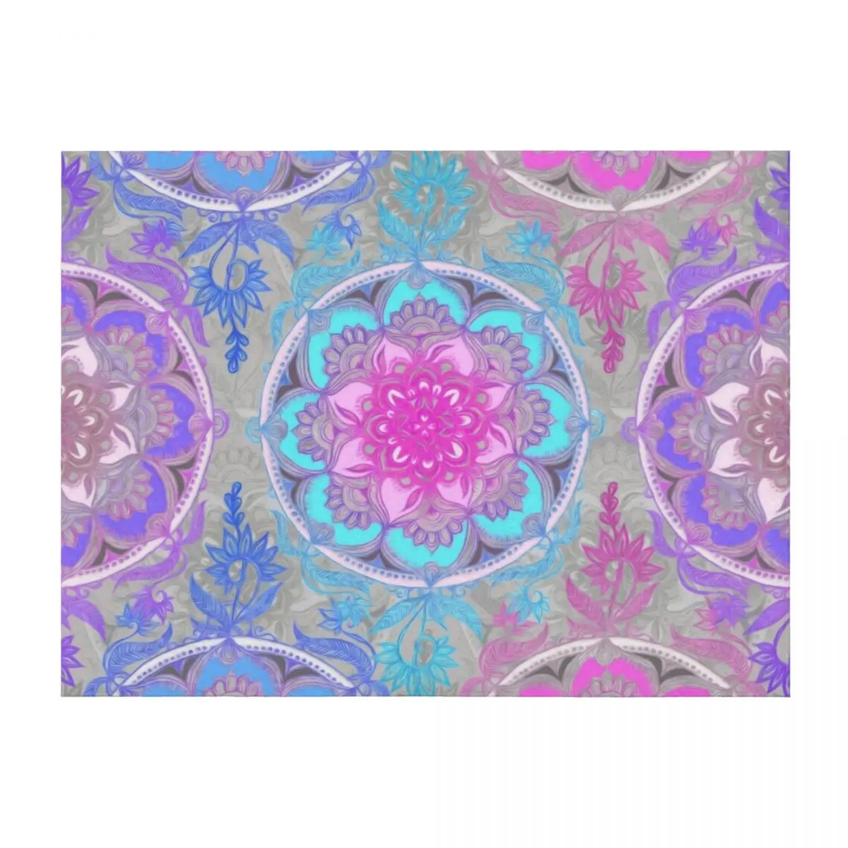 

Pink, Purple and Turquoise Super Boho Medallions Throw Blanket Decorative Throw Beautifuls Softest Polar Blankets