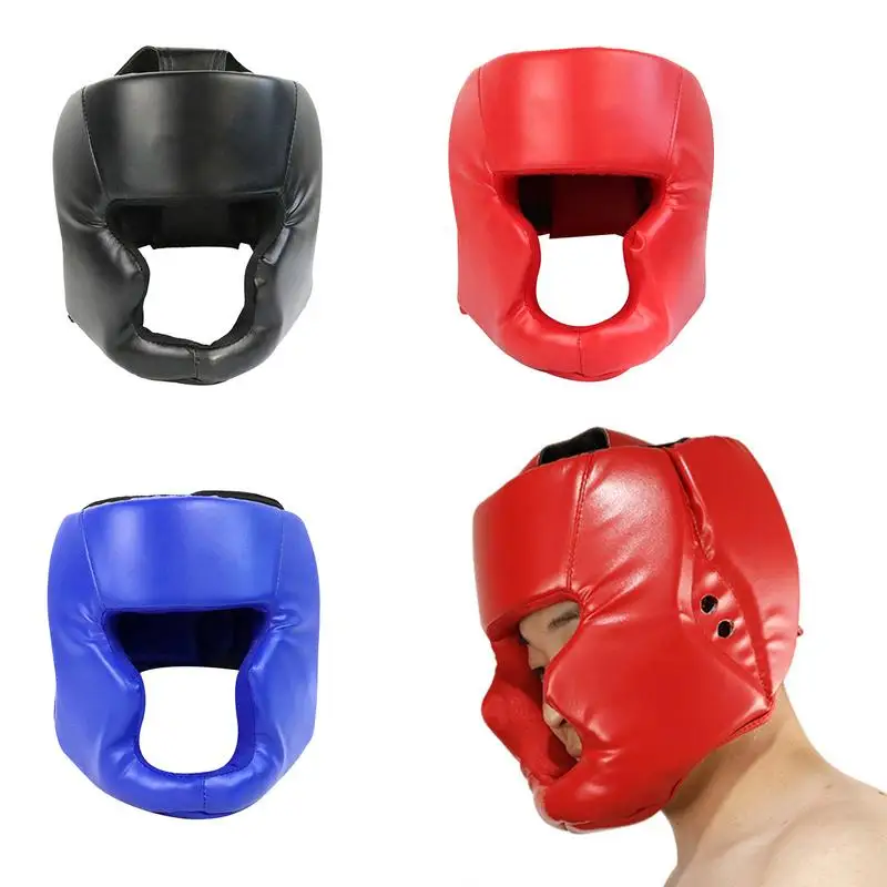 1pcs Full-covered Pu Boxing Helmet Kids Adults Muay Thai Training Sparring Boxing Headgear Gym Equipment Taekwondo Head Guard