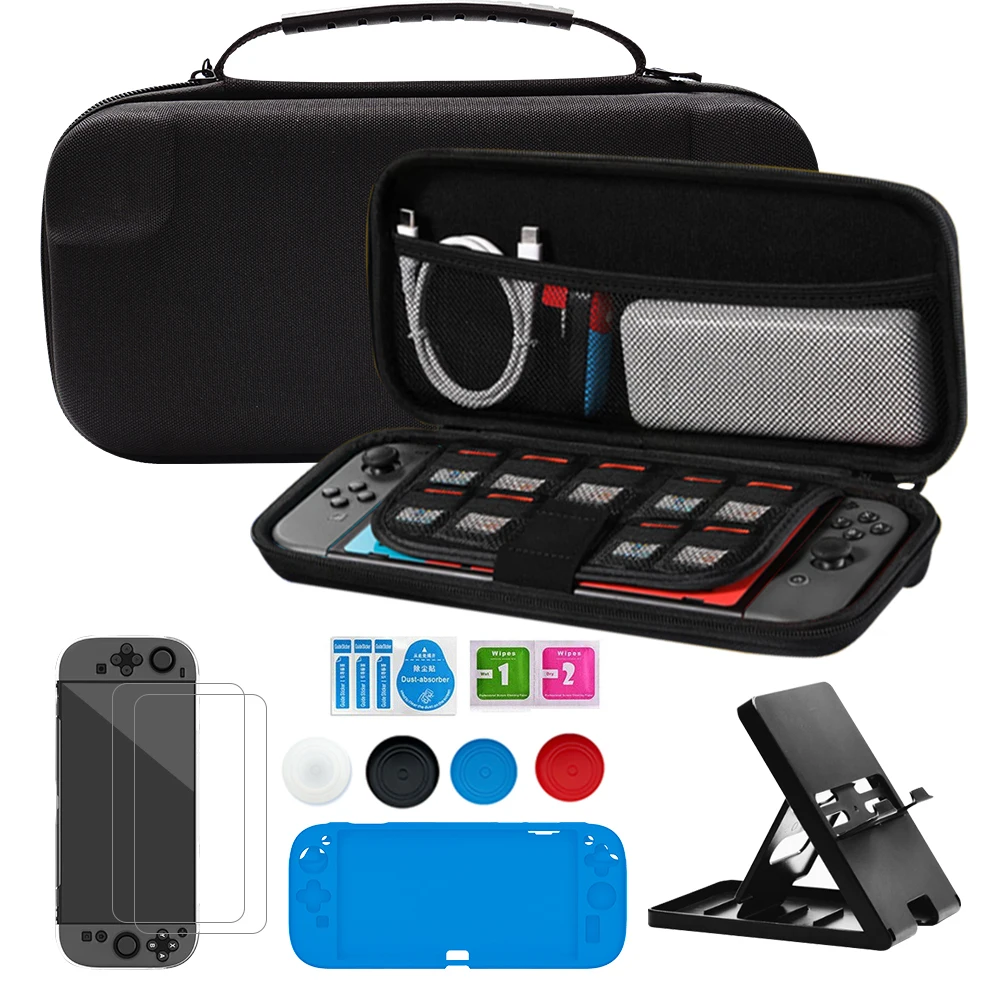 

Carrying Case Storage Bag Silicone Cover Kit for NINTEN Switch 2 2025 Model with Protective Screen Film Bracket Display Stand
