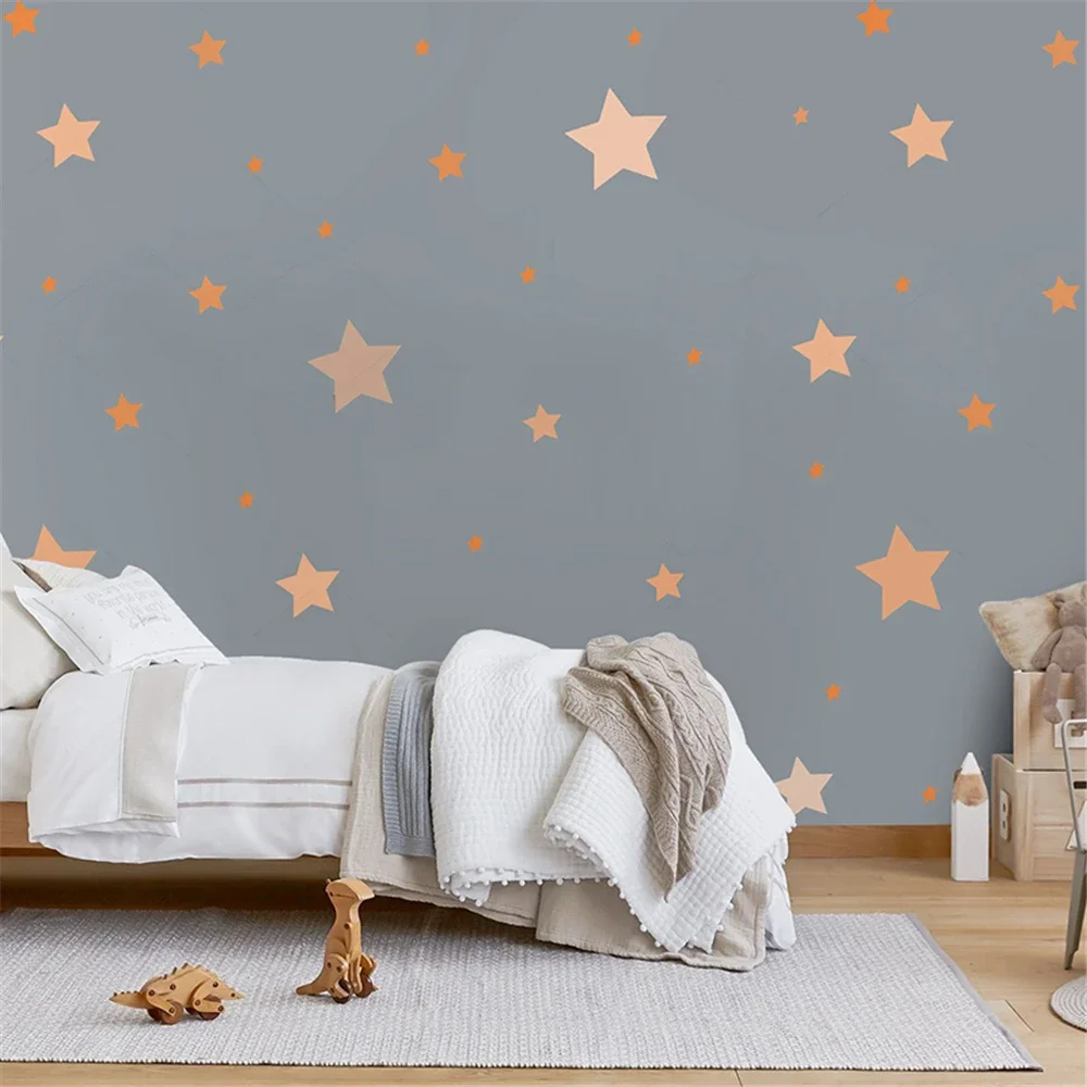 Custom Grey Star Wallpaper Children's Room mural wall paper for Boys' Girls' Bedroom decor Murals Kindergarten 3D wall stickers