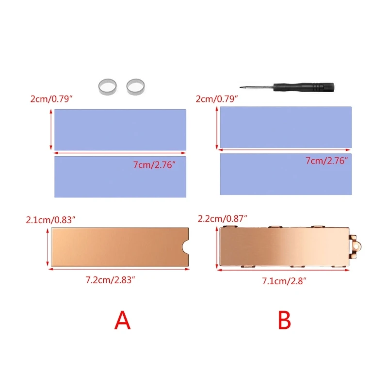 Dissipador calor durável m.2 nvme cobre 2280 ssd, dissipador calor com almofada térmica silicone, acabamento fino,