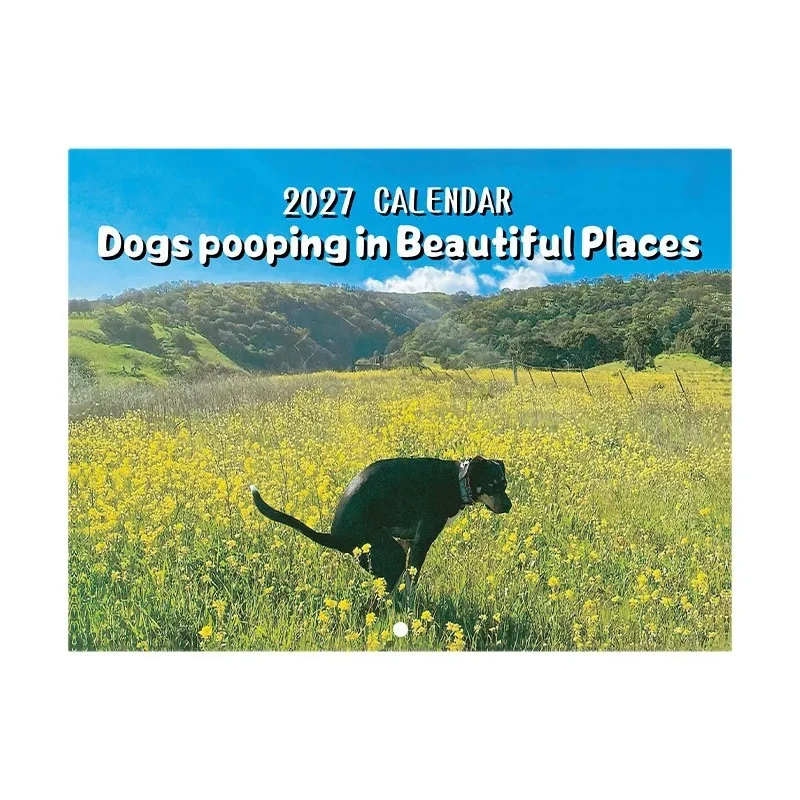 2027 Novelty Funny Dog Wall Calendar Dogs Pooping In Beautiful Places Gag Gift Dog Lovers Home Office Wall Decoration Decor Art