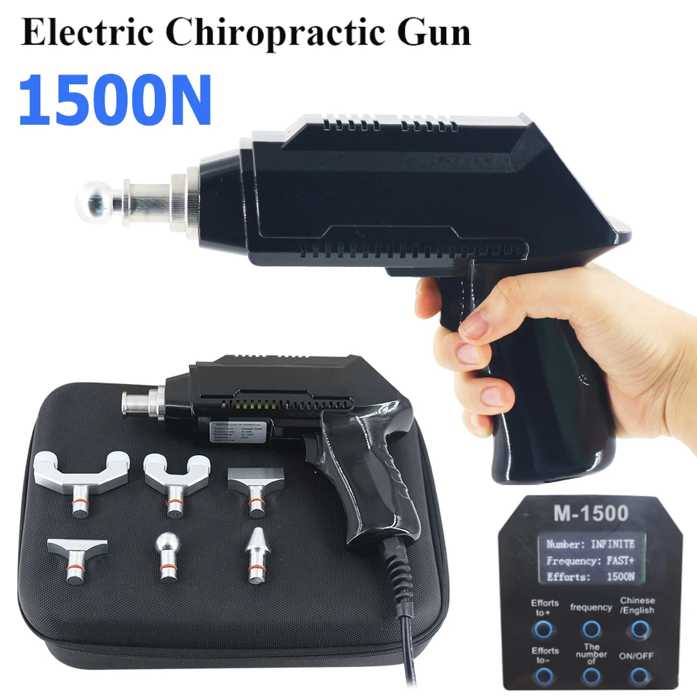 

Chiropractic Adjusting Tool Health Care Spine Correction Gun 6 Heads 1500N Adjustable Intensity Therapy Spinal Portable Massager