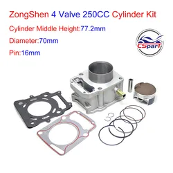 70MM 16MM 77MM Cylinder kit  ZongShen Water 4 Valve CB250 250CC 170MM Engine Kaya Xmotos Apollo Tmax Pit Dirt  Bike Parts