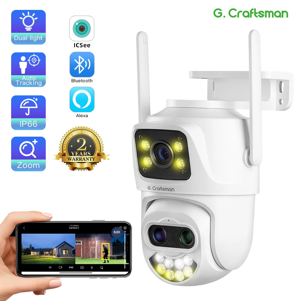 WiFi PTZ CCTV 3MP+3MP+3MP, CMOS Sensor, 8X Zoom, Full Color, Night Vision, Humanoid Detection, Surveillance ICSEE