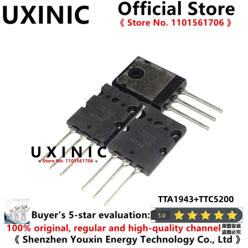 UXINIC 100% New Imported OriginaI TTA1943 TTC5200 A1943 C5200 TO-264 High-Power Amplifier { Origin: Japan }