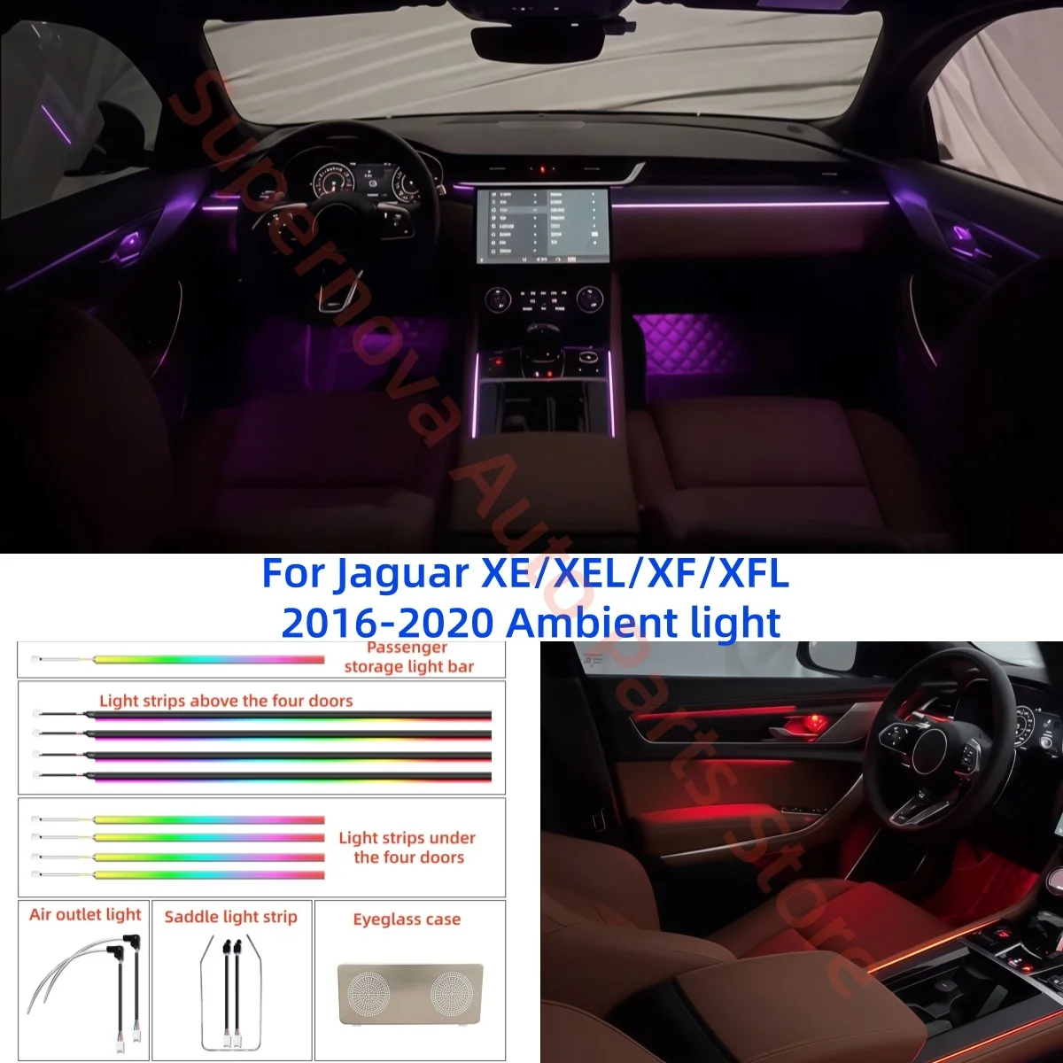 LED Ambient light For Jaguar XE/XEL/XF/XFL 2016-2020 automotive interior lighting upgrade Car accessories  footlights trim strip
