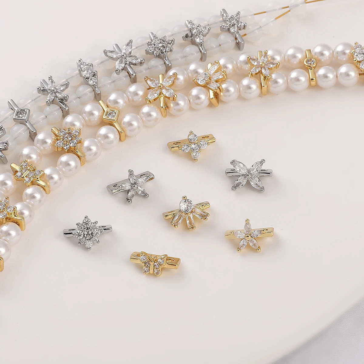 1pc 14K/Platinum Gold Coated Double Row Bead Partition Accessory DIY Handmade Beaded Bracelet Jewelry Material