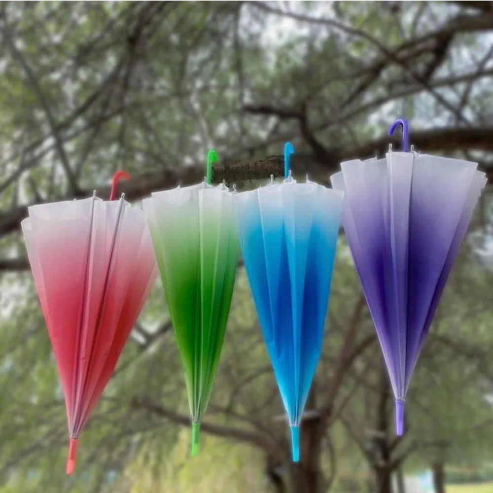 Umbrellas Gradient Color Rain Stylish Simplicity Bubble Long Handle Transparent Girl Kids Mushroom Umbrella Clear