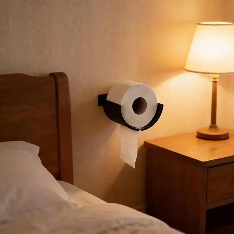 Kreativer, wandmontierter, wasserdichter Toilettenpapierhalter in Schwarz, einfach zu installieren für die Badezimmereinrichtung. – Detail 7