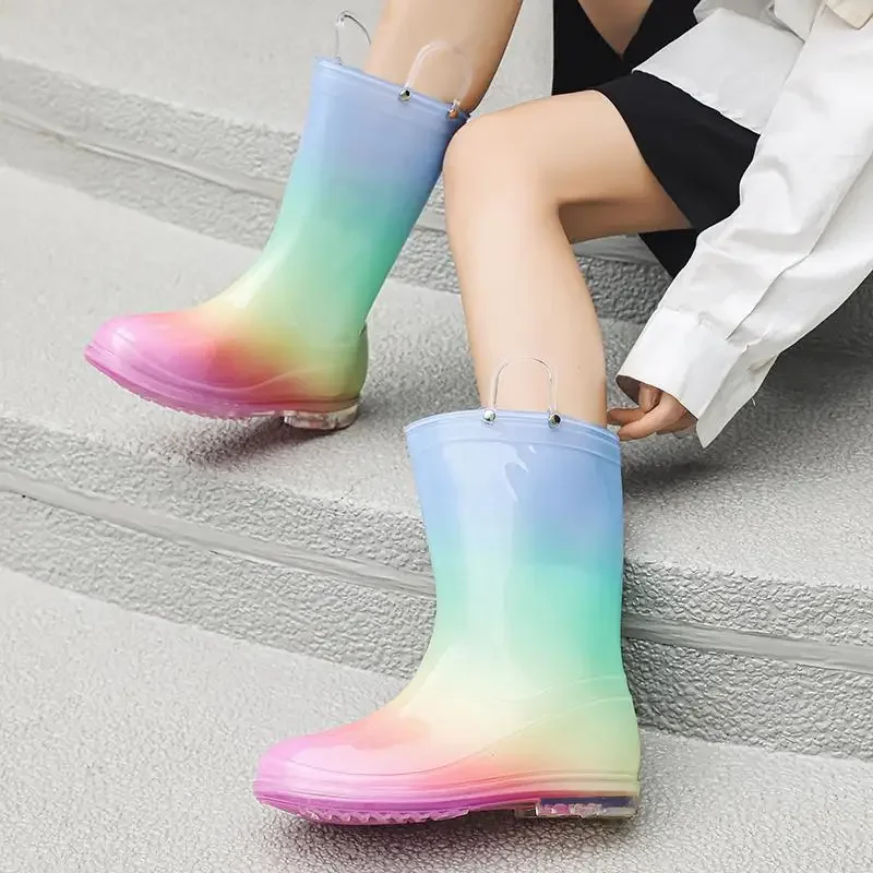 

New Fashion Rain Boots Women's Waterproof Non-Slip Mid-Calf Rubber Boots Frosted Rubber Shoes Men's and Women's Rain Boots