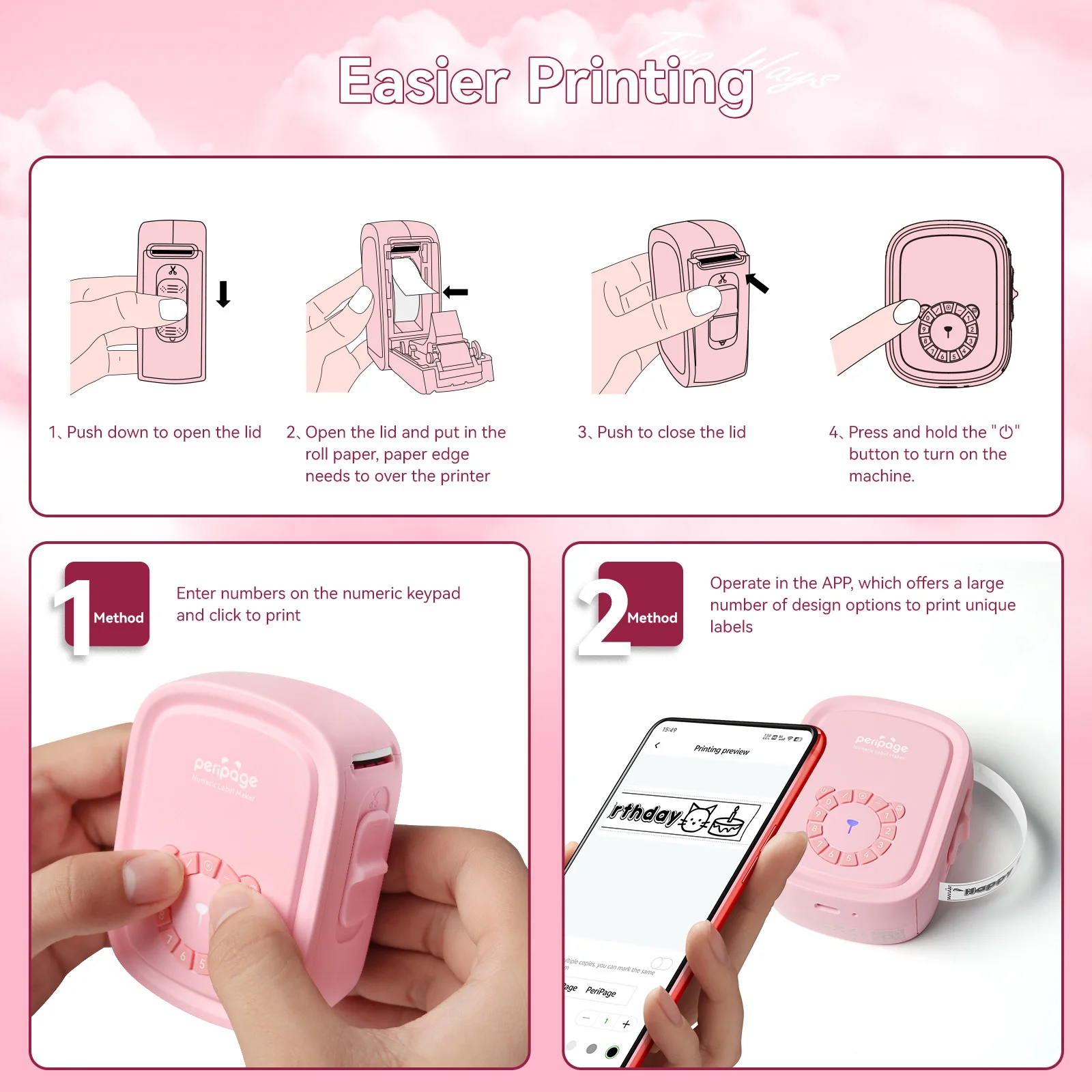 Peripage P10-Pro Mini Portable Thermal Printer Inkless Self-Adhesive Label Maker & 6Rolls Stickers Printing Labeling Machine view 3