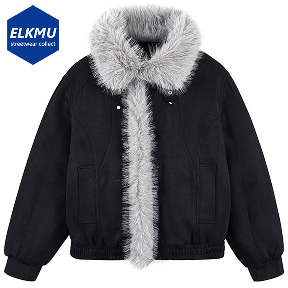

Winter Jackets Men Fur Collar Warm Parkas Coats Vintage Loose Padded Jackets Streetwear Harajuku Hip Hop Jackets Outwear