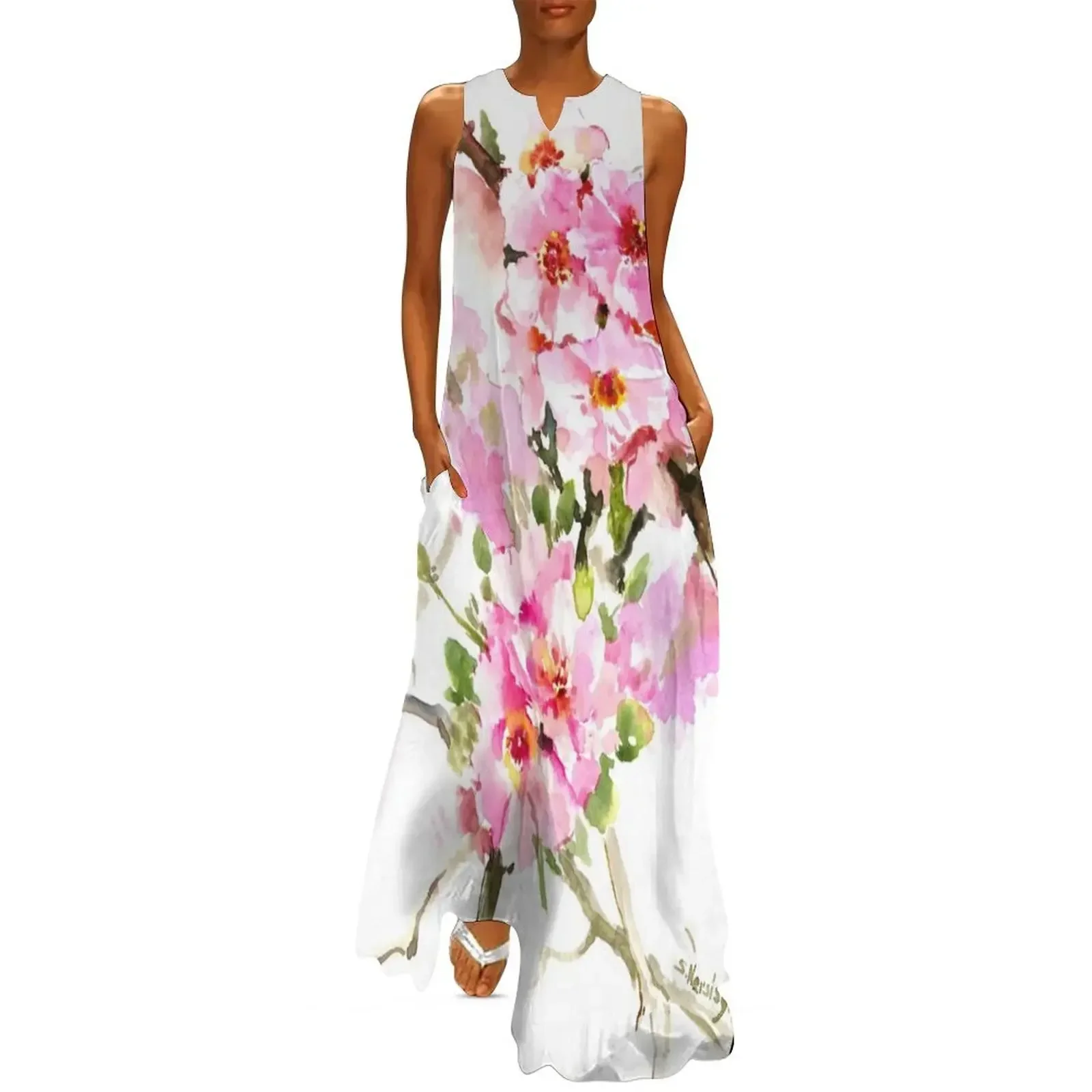 

Cherry Blossom Long Dress wedding dresses for parties evening dress woman cute dress summer clothes for women