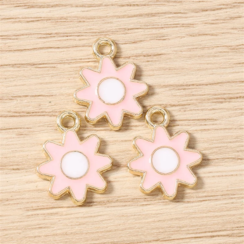 Tusember 20 Stück 12*16mm Niedliche Bunte Sonnenanhänger Emaille-Sonnenblumen-Charms für Schmuckherstellung Ohrringe Armband Halskette DIY Basteln – Detail 7