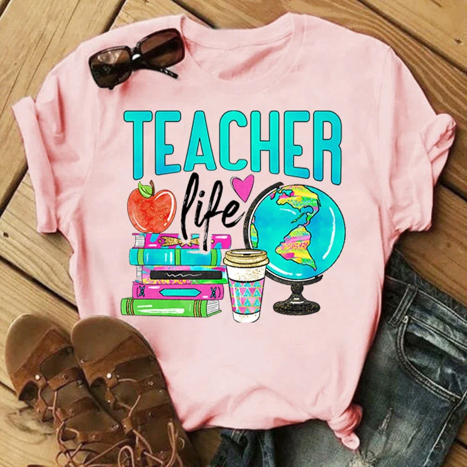 Teacher Life New Short Sleeve Summer Tshirt Fashion Women Graphic T Top Shirt Stylish Print T-shirts Cartoon Female Tee T-Shirt