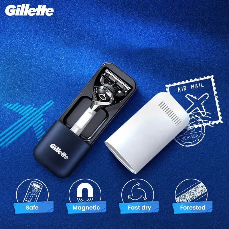 Бритва Gillette, цвет черный, серебристый, магнитная дорожная коробка, подходит для T-образной ручной бритвы Gillette Fusion Mach Vector Series