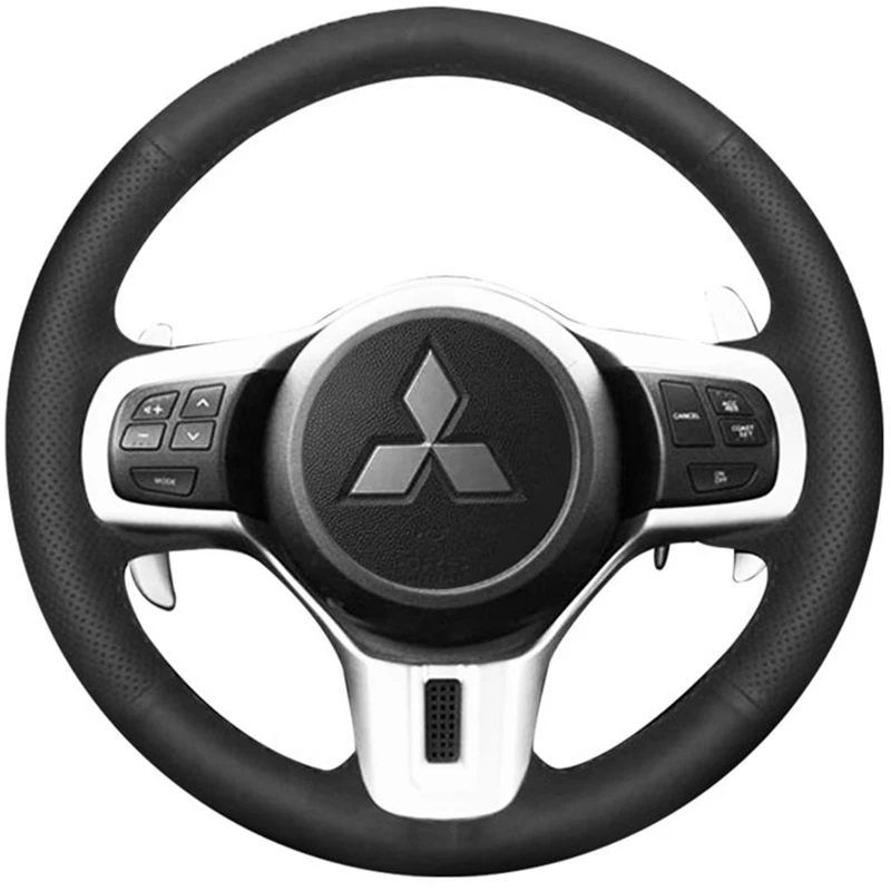 DIY Hand-stitched Black Microfiber Leather Car Steering Wheel Cover For Mitsubishi Lancer 10 EVO Evolution Car Accessories