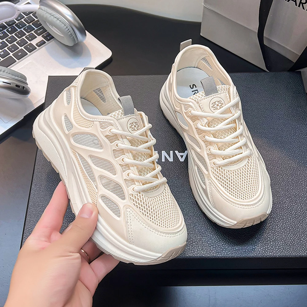أحذية رياضية نسائية مضادة للانزلاق قابلة للتنفس شبكية ناعمة من الأسفل ممتصة للصدمات صيف غير رسمي عصري متعدد الاستخدامات سهل الارتداء من المطاط
