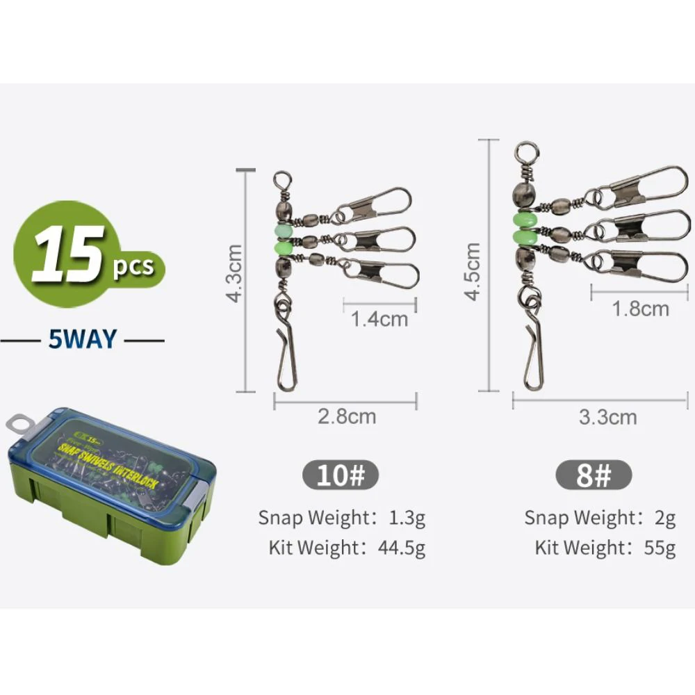 

Luminous Fishing Pin Connector Interlock Snap High Strength Fishing Swivels 8#/10# Solid Ring Fishing Snap Tackle Hard Bait