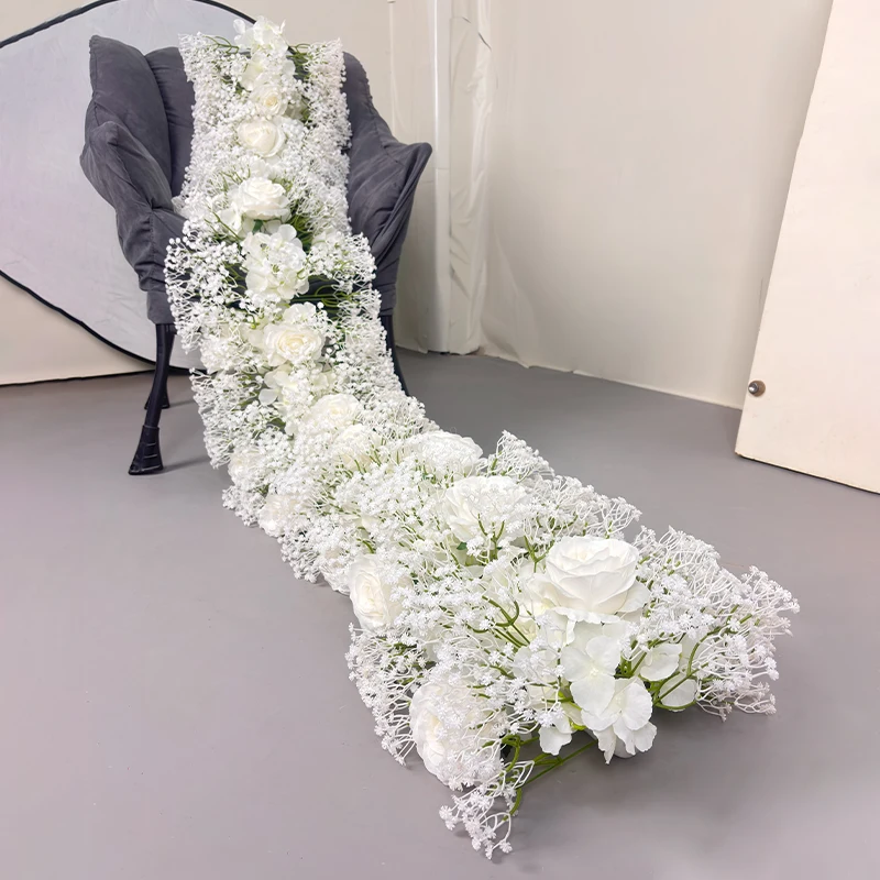 

Искусственная цветочная композиция из белых роз длиной 206 см/81,1 дюйма для свадебной арки, фон для фотозоны, декор для свадебных мероприятий на открытом воздухе
