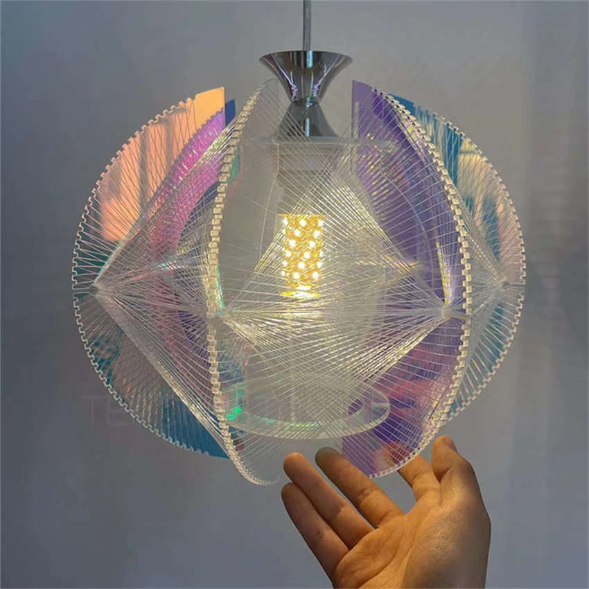 Denmark color acrylic lantern openwork pendant lights modern fishing line handmade lamps hotel living room decora pendant lamps