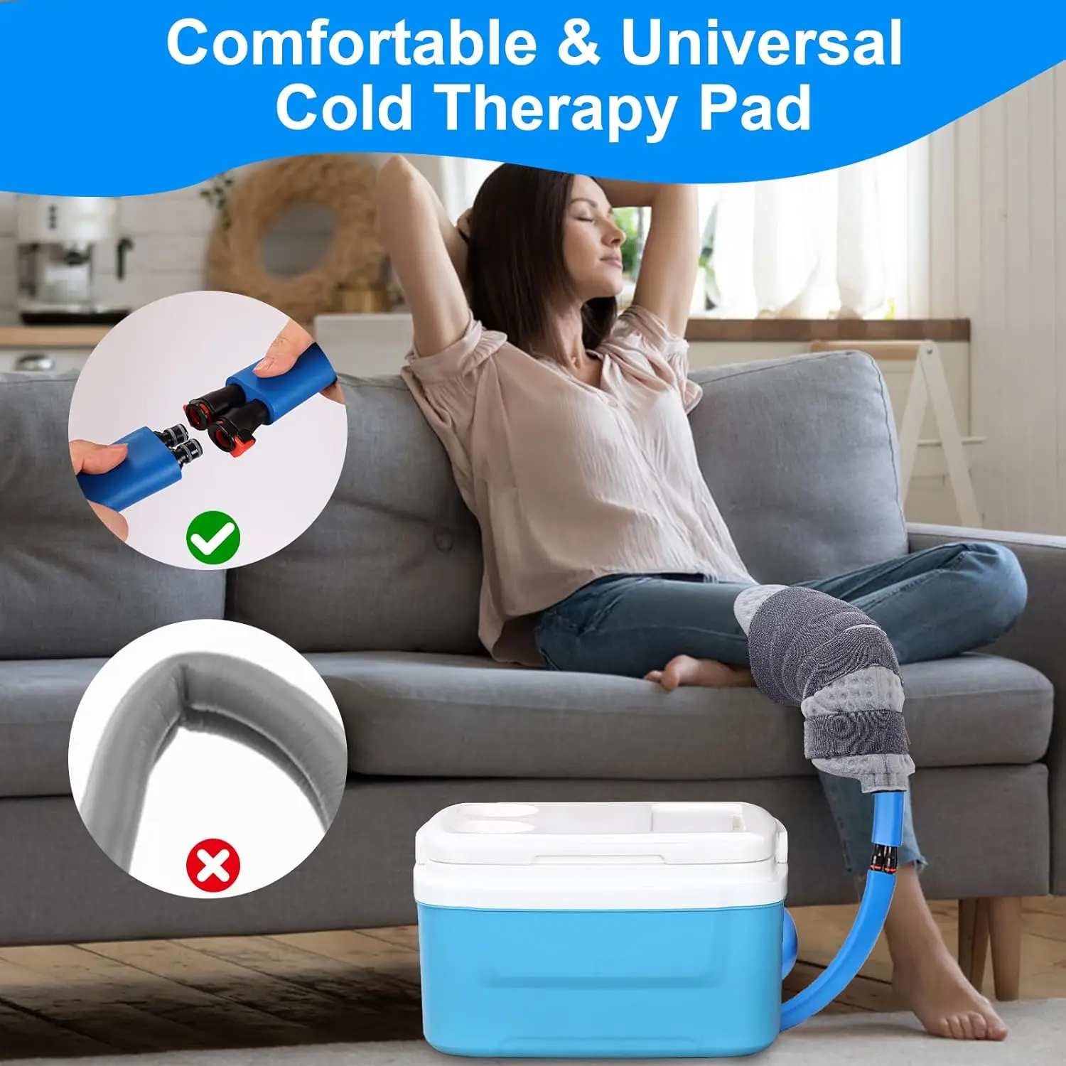 Extra Large Knee Hip Pad Cold Therapy Ice Machine for Post-Surgery Recovery Programmable Compression Cryotherapy Continuous Ice