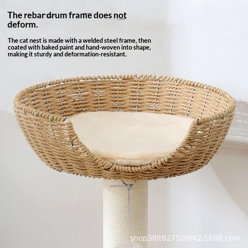 Árbol para gatos de madera maciza estilo japonés con poste de sisal - imagen 3