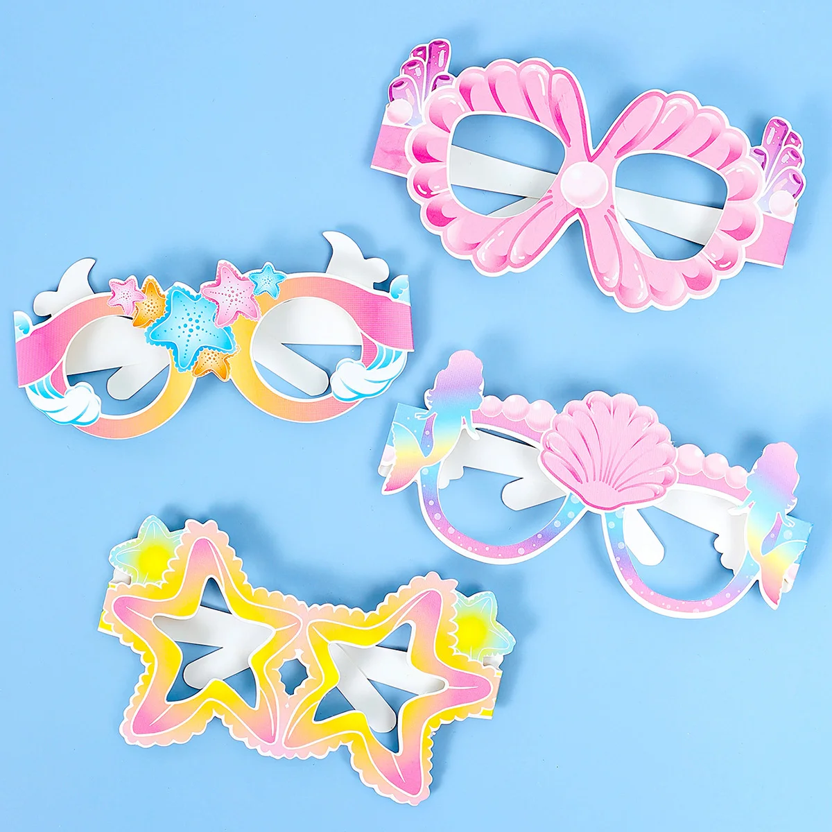 Mermaid Party Fish Tail Astronaut Rocket Paper Glasses Kids Birthday Party Favors Little Mermaid Theme Decorations Boy Girl