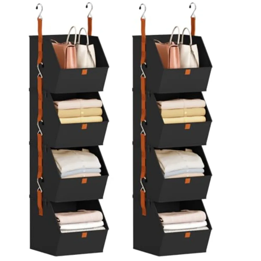 

Hanging Closet Organizer Tier - Clothes Hanging, Space-Saving Closet System, Fabric Storage Bins Bedroom Organization, Collapsi