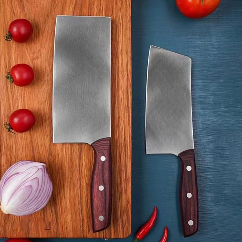 Shibazi Chinese Chef Knife 9Cr18Mov Steel Blade Slicing Vegetables Cleaver Meat Petty Handmade Forged Kitchen Knife Wood Handle