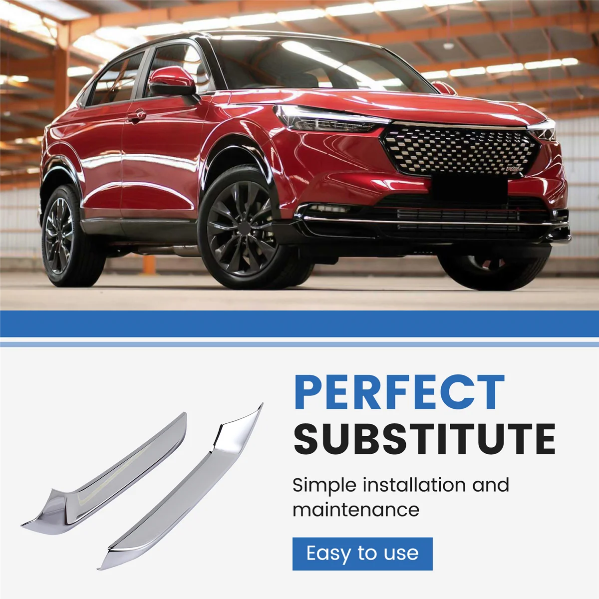 # 혼다 HRV HR-V 베젤 2021 2022 (실버) 용 104R 자동차 크롬 프론트 범퍼 하단 그릴 트림 스트립 안개등 커버 트림