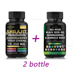 Shilajit Capsules+Sea Moss Capules, enhance strength, improve immune system, resist oxidation, relieve stress,promote metabolism