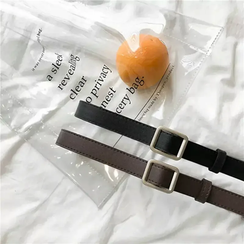 جديد بو حزام جلد للنساء مربع مشبك دبوس مشبك الجينز حزام أسود شيك العلامة التجارية الفاخرة السيدات خمر حزام الإناث زنار #5