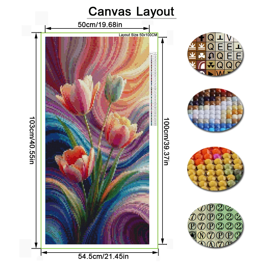 Colorful Tulip Abstract Textur - Embroidery Texture review and price