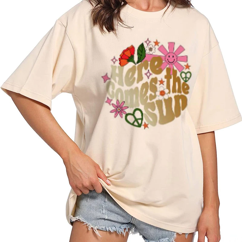 Painting T-Shirt Women Summer Casual Oversized Vacation Beach T Shirt Cute Aesthetic Holiday Tops