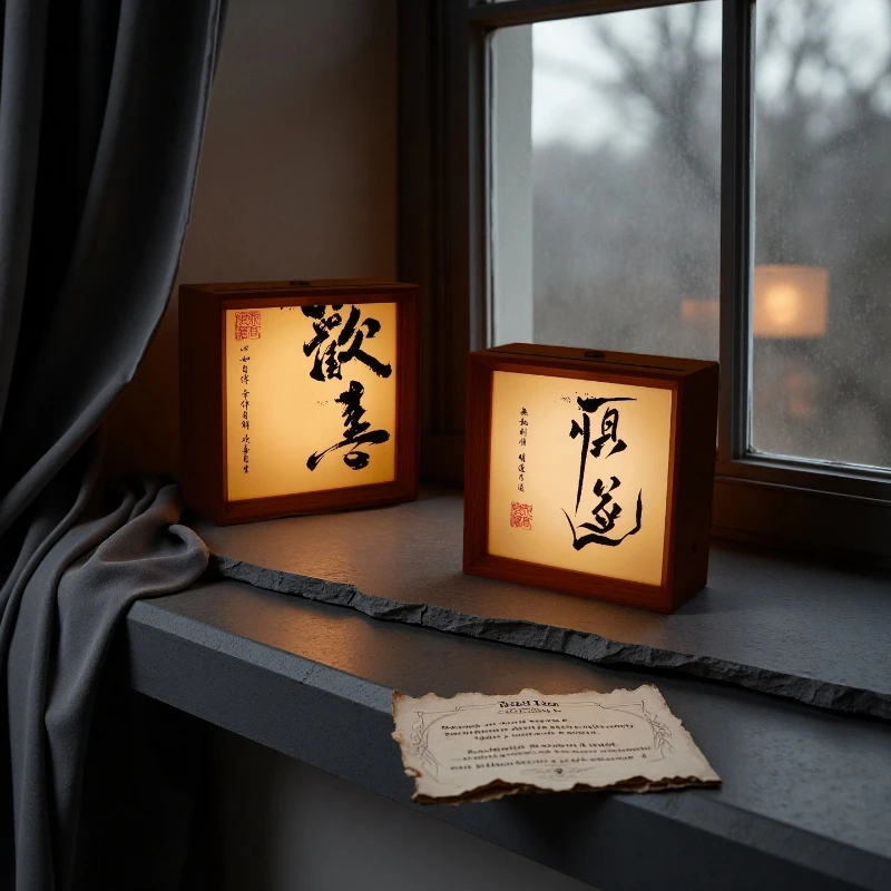 

Китайский антикварный ночник с каллиграфией, декор для чайной комнаты в стиле дзен