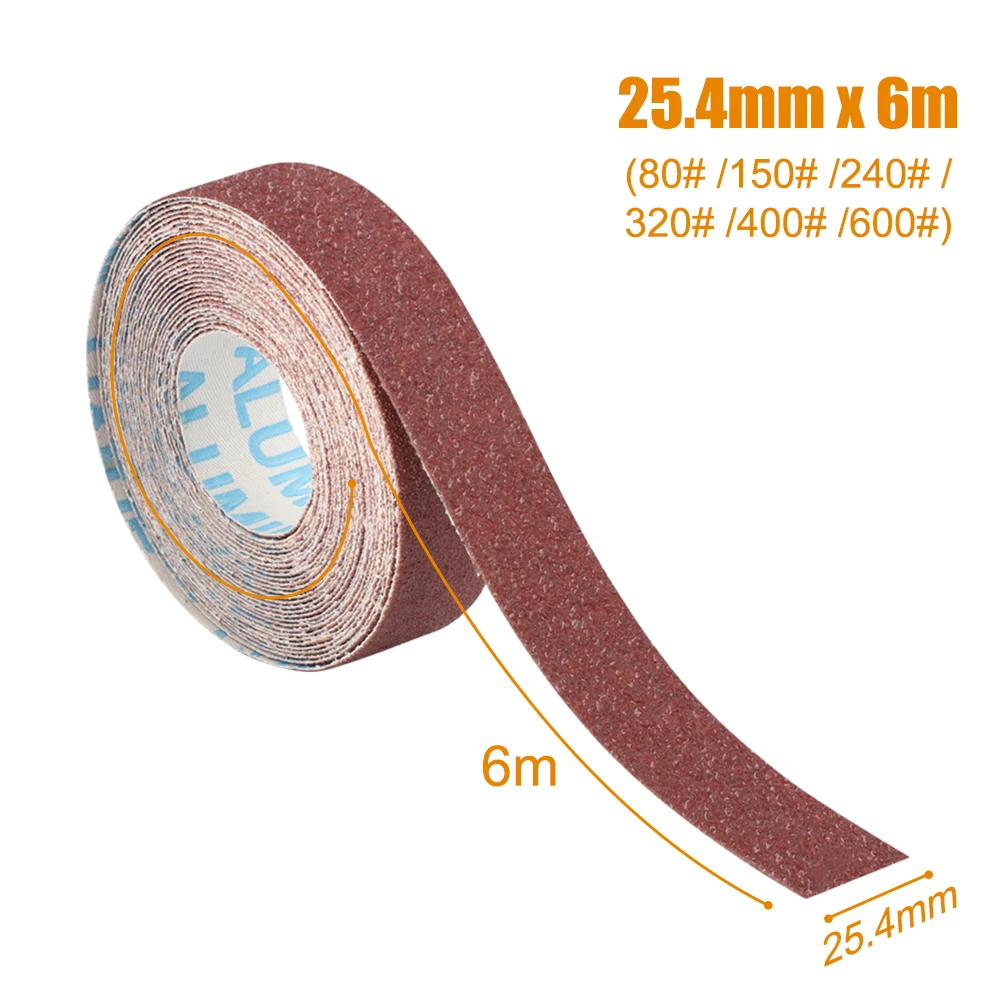 CMCP 1/4/5/6 Abrasive Tool Sandpaper Roll 6 Meter 25mm Width 80-600 Grit Dry Grinding Emery Sanding Belt Drawable Abrasive Paper